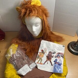 Vtg Lillian Vernon Lion Halloween Costume Child Sz 6-8 Set 4 Pc Hood Mane Tights